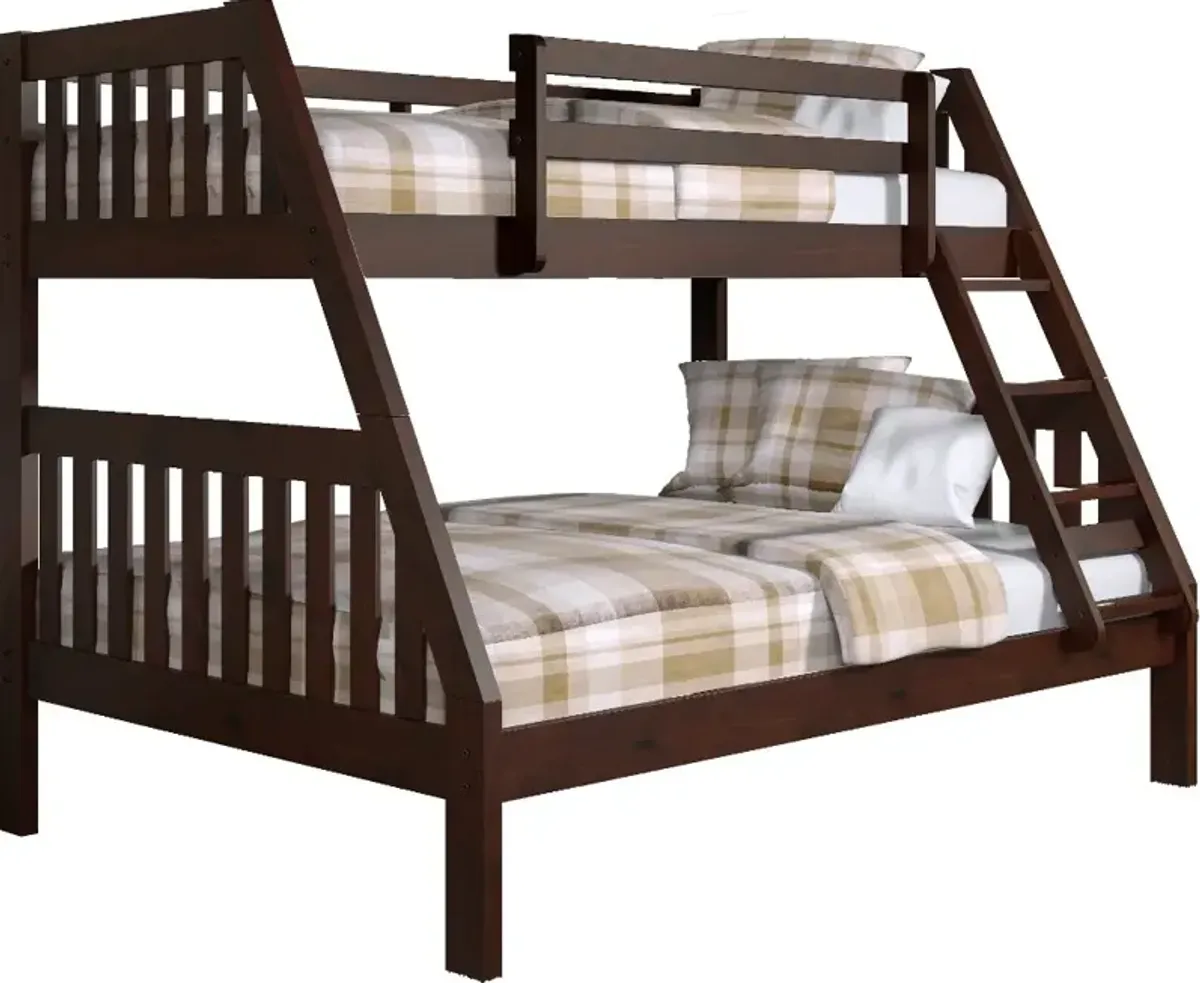 Classic Brown Twin over Full Bunk Bed - Mission