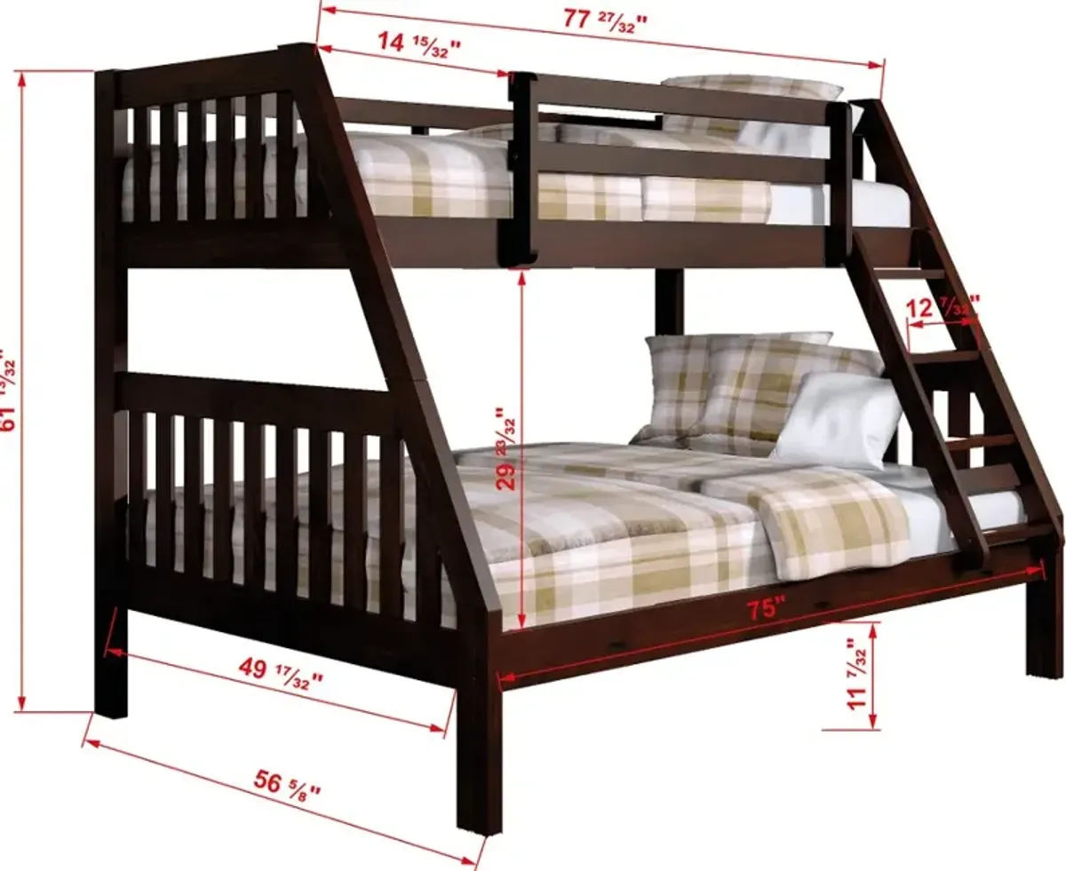 Classic Brown Twin over Full Bunk Bed - Mission