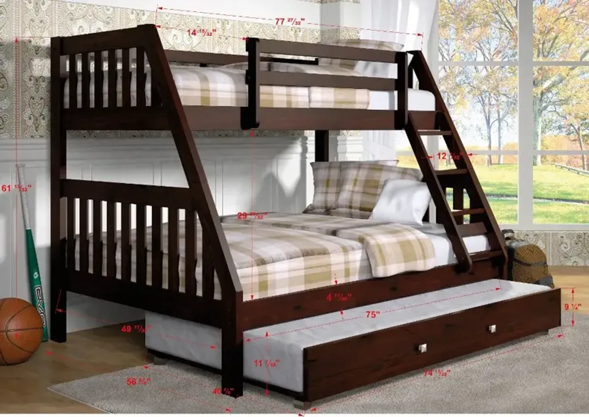 Classic Brown Twin over Full Bunk Bed - Mission