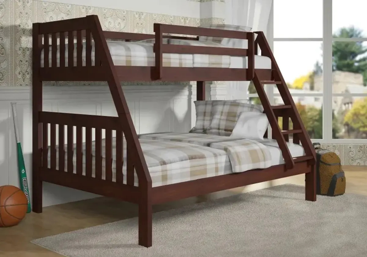 Classic Brown Twin over Full Bunk Bed - Mission