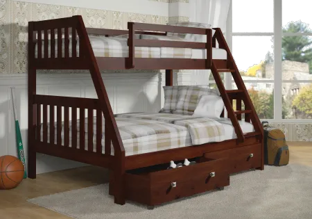 Brown Twin over Full Bunk Bed with Storage Drawers - Mission