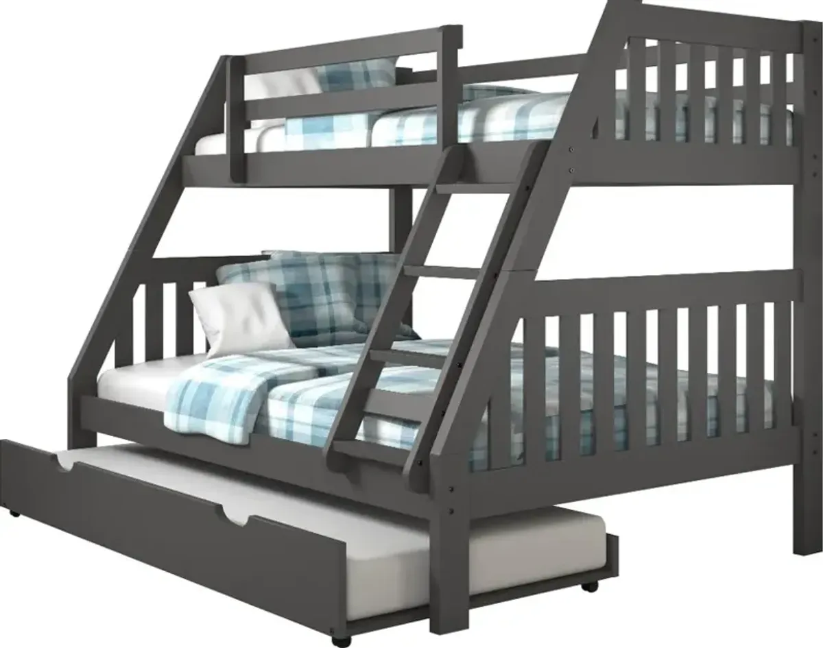 Mission Gray Twin over Full Bunk Bed with Trundle