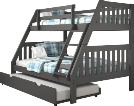 Mission Gray Twin over Full Bunk Bed with Trundle