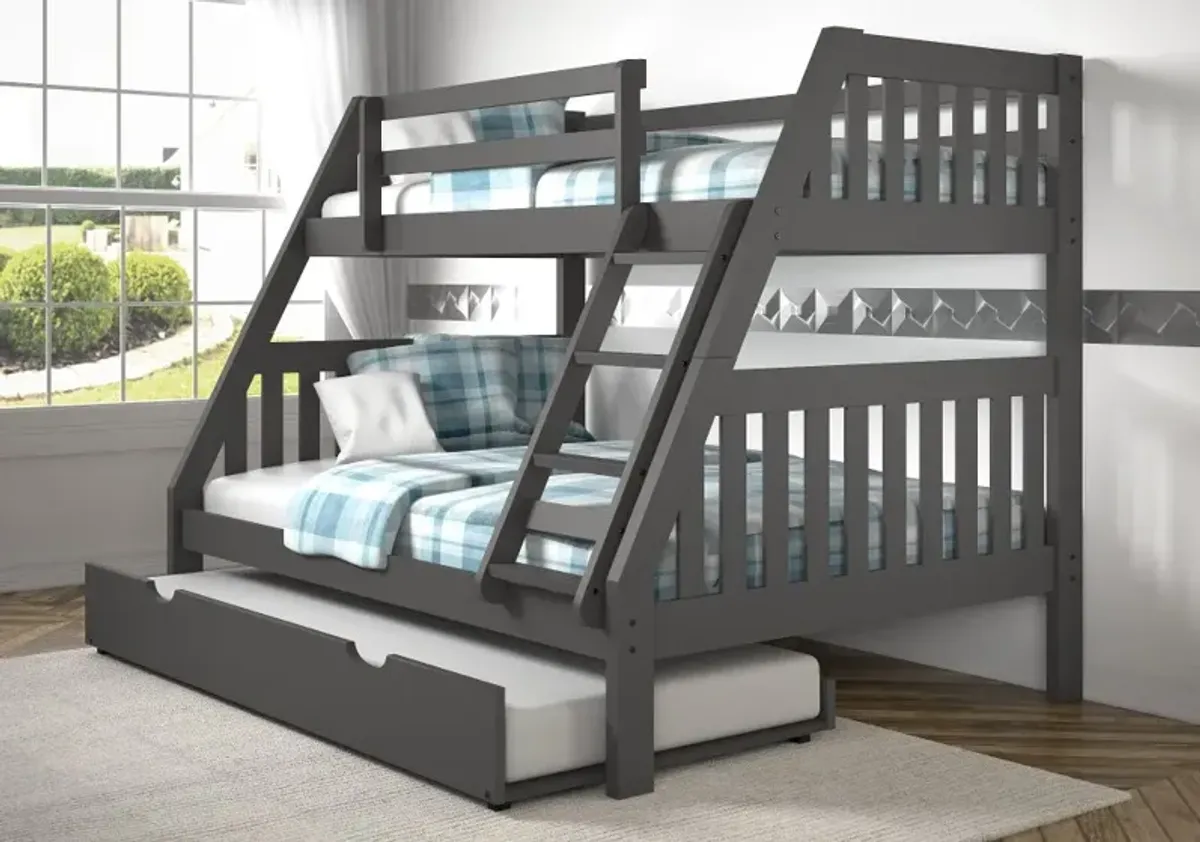 Mission Gray Twin over Full Bunk Bed with Trundle