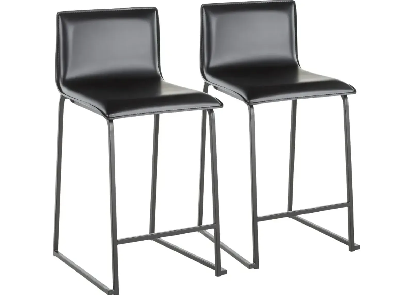 Black Upholstered Counter Height Stool (Set of 2) - Mara