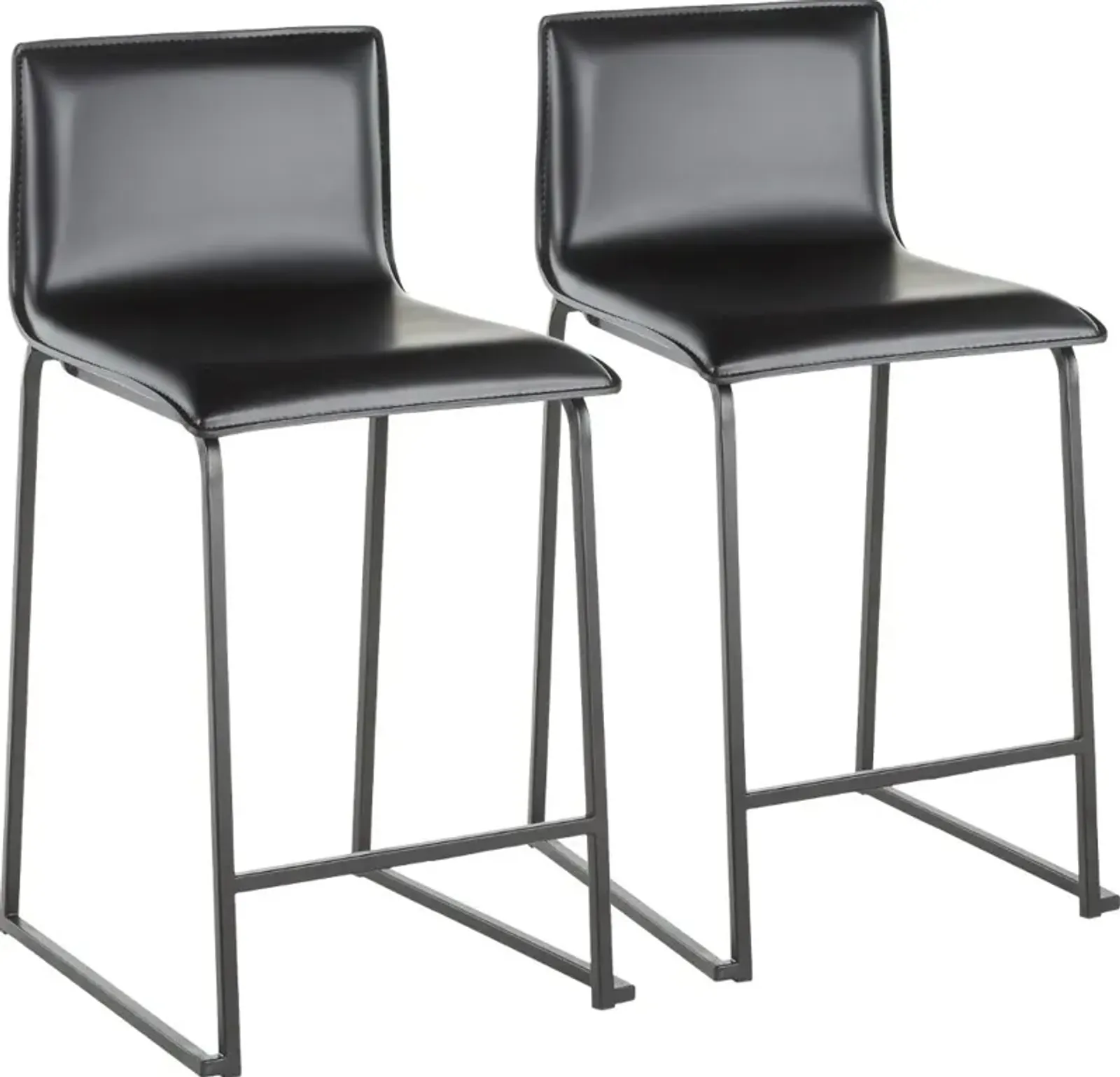 Black Upholstered Counter Height Stool (Set of 2) - Mara