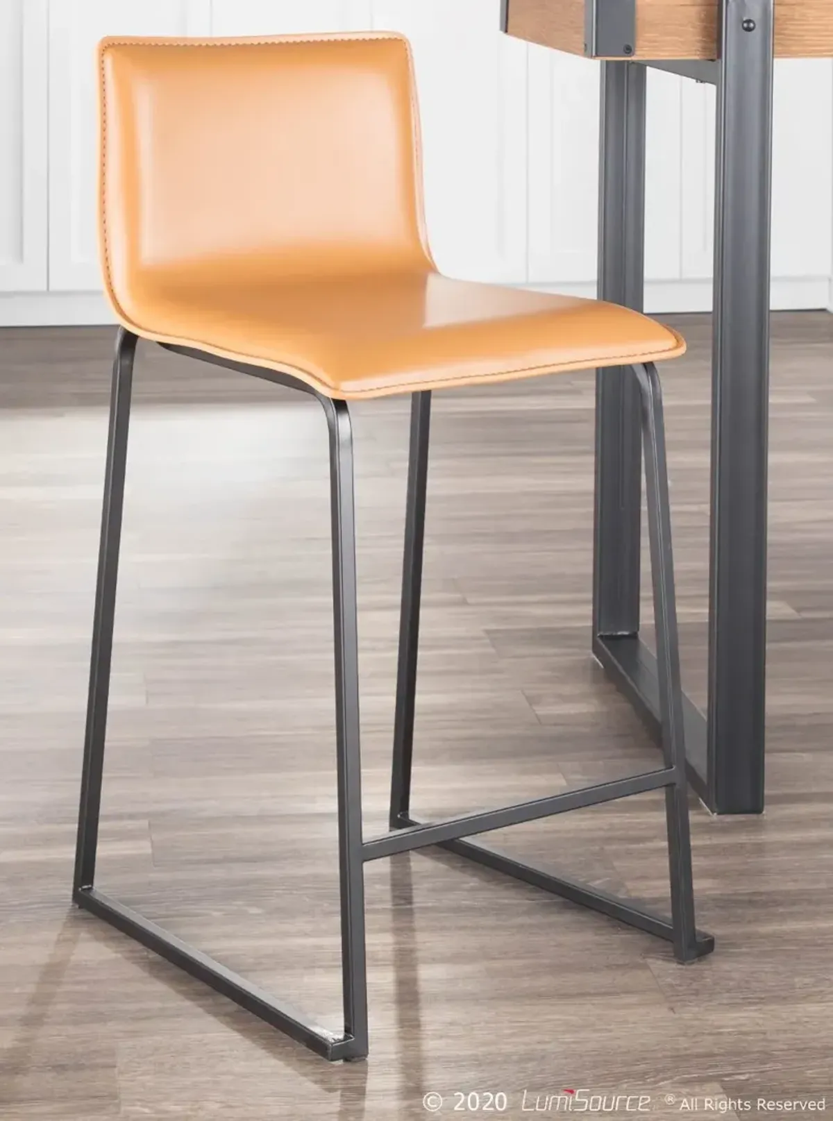 Brown and Black Upholstered Counter Height Stool (Set of 2) - Mara