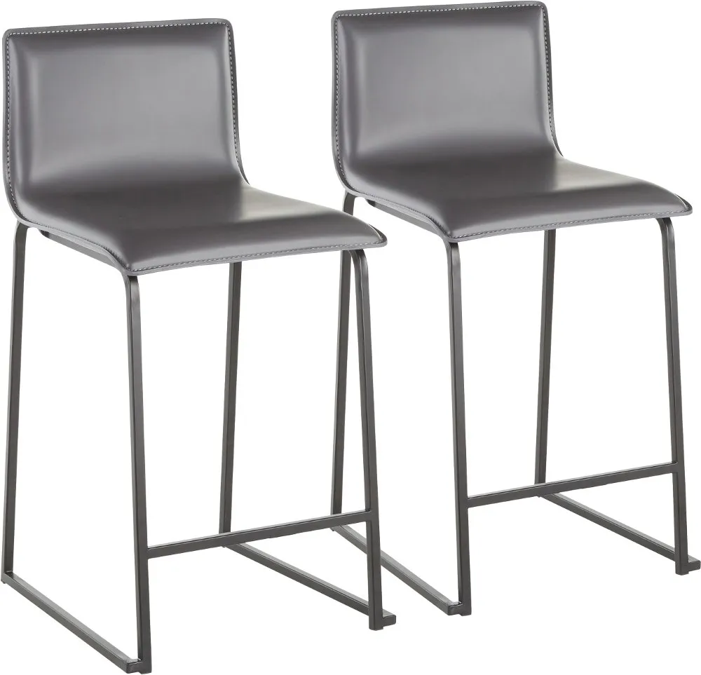 Gray and Black Upholstered Counter Height Stool (Set of 2) - Mara