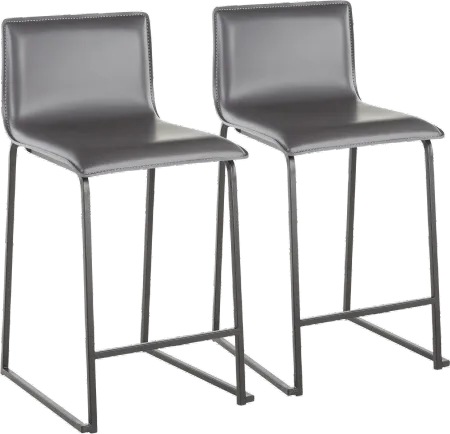 Gray and Black Upholstered Counter Height Stool (Set of 2) - Mara