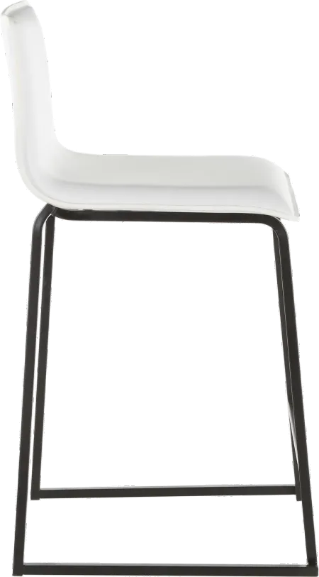 White and Black Upholstered Counter Height Stool (Set of 2) - Mara