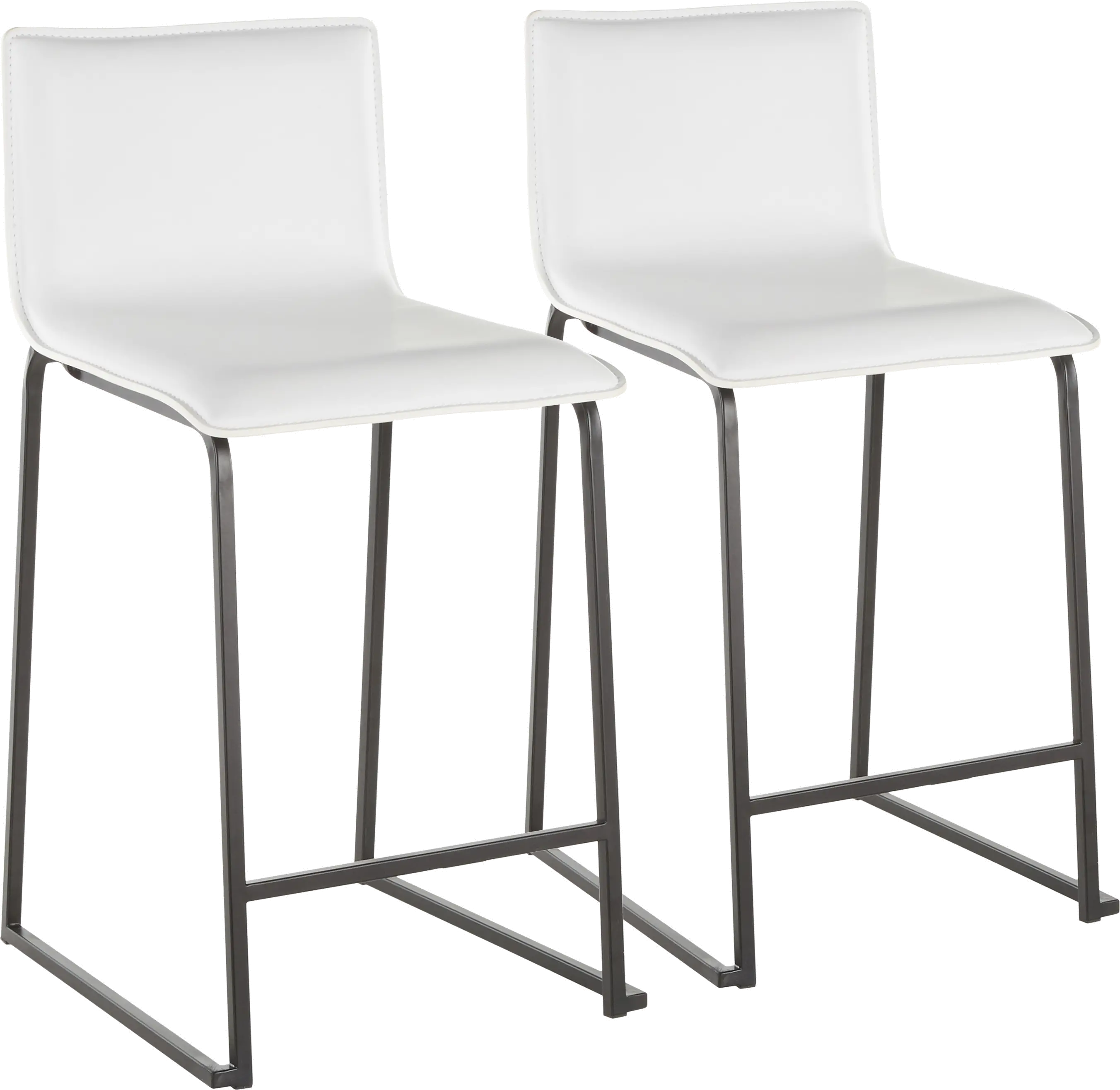 White and Black Upholstered Counter Height Stool (Set of 2) - Mara