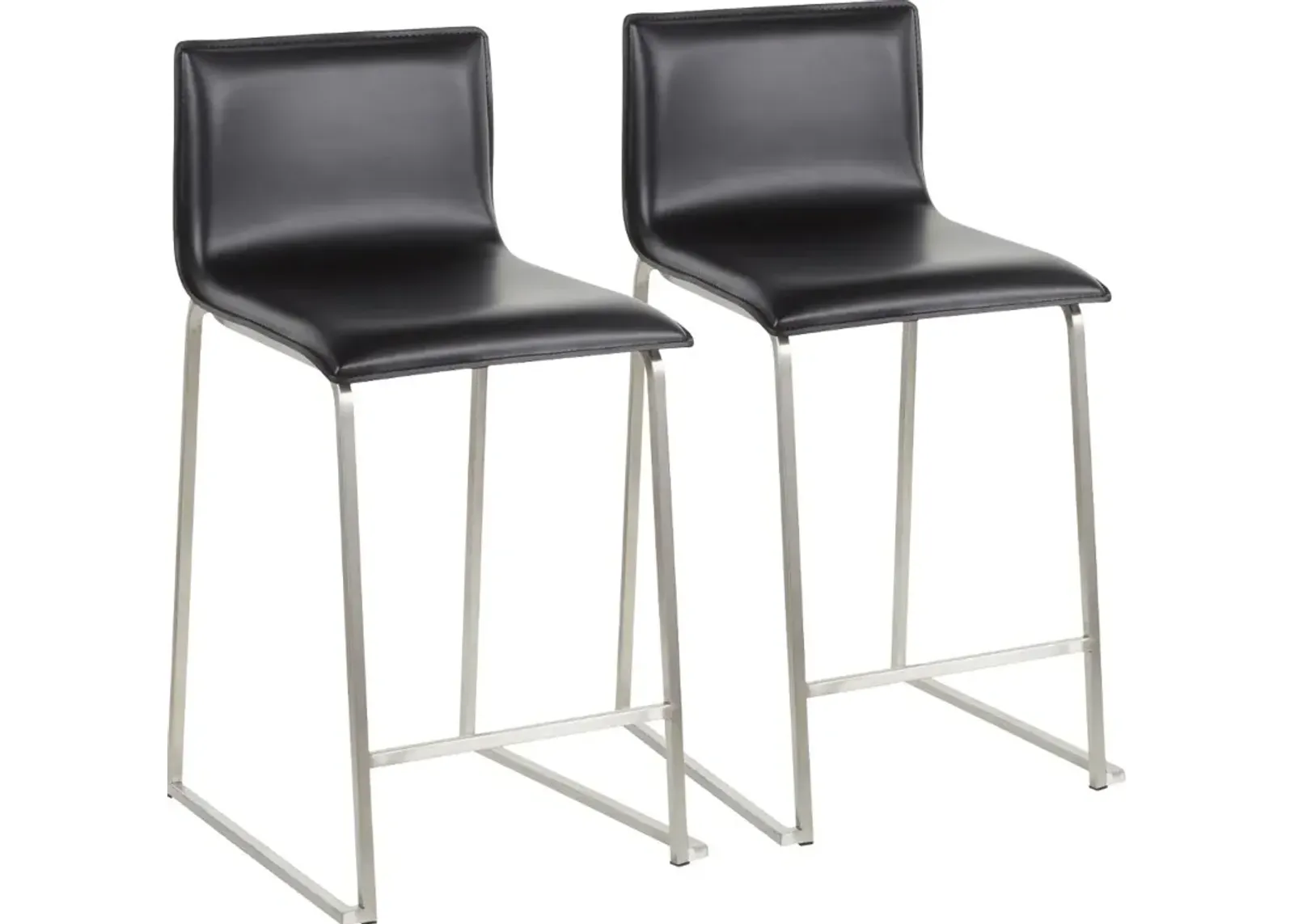 Black and Silver Upholstered Counter Height Stool (Set of 2) - Mara