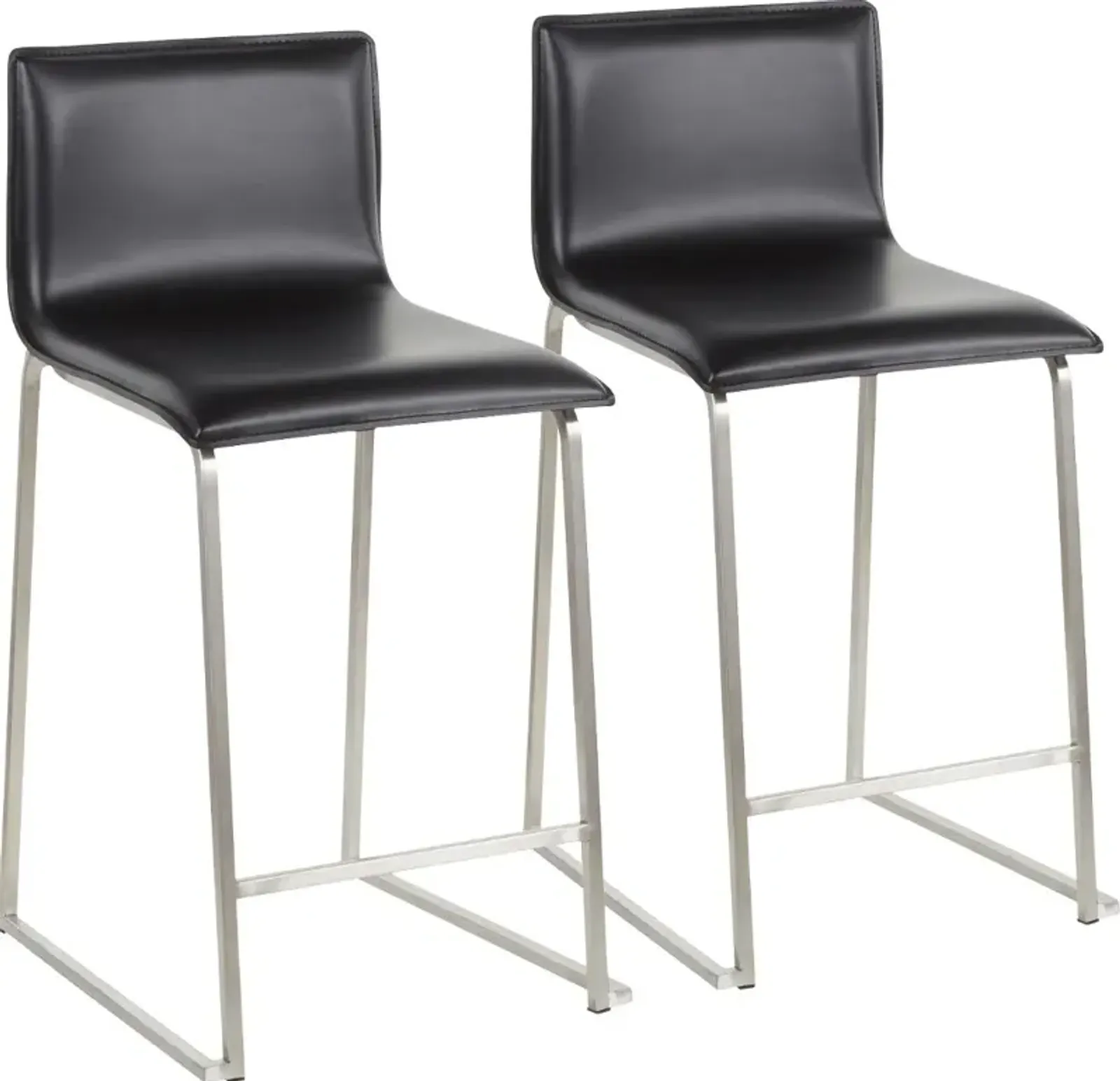 Black and Silver Upholstered Counter Height Stool (Set of 2) - Mara