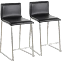 Black and Silver Upholstered Counter Height Stool (Set of 2) - Mara