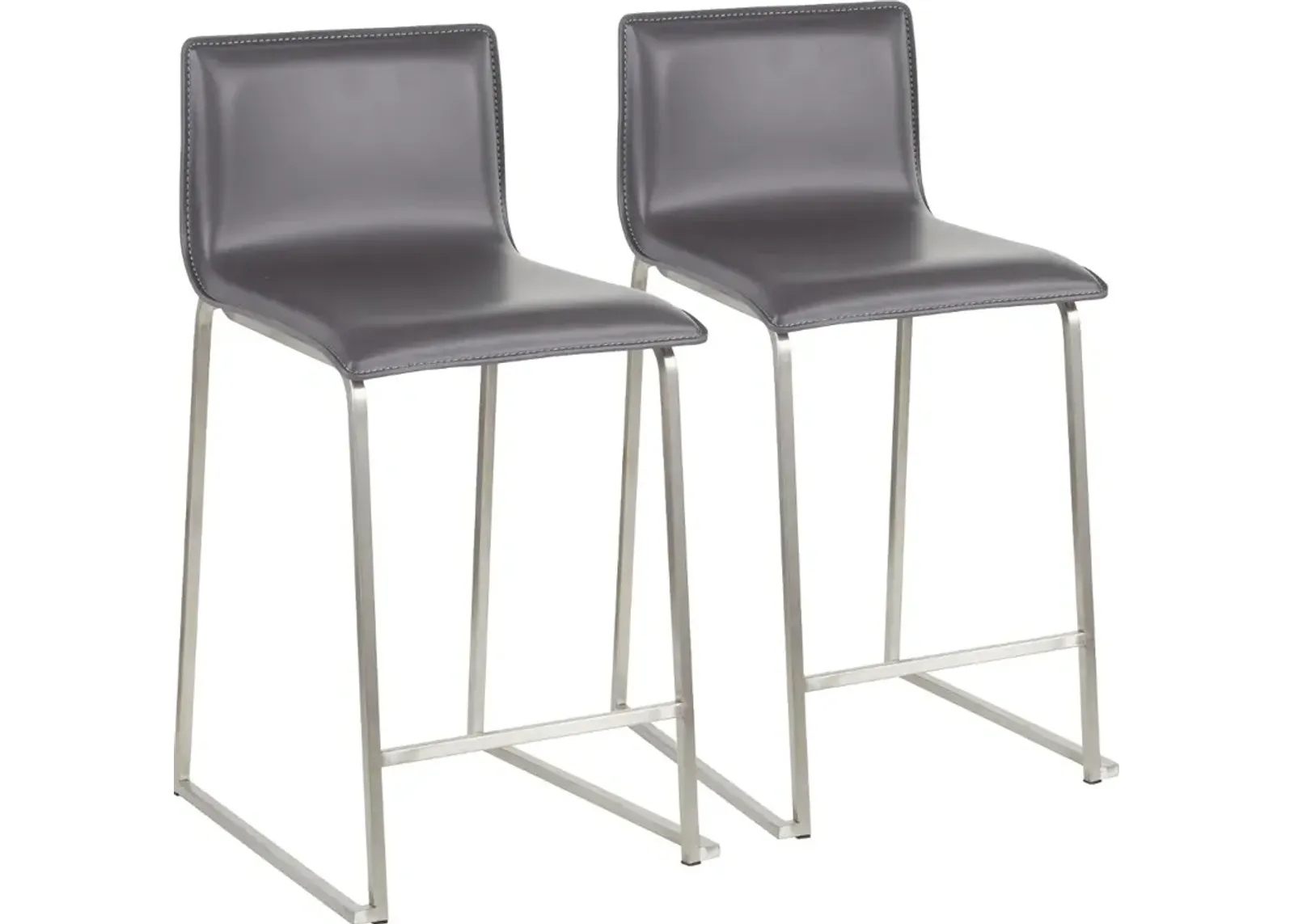 Gray and Silver Upholstered Counter Height Stool (Set of 2) - Mara