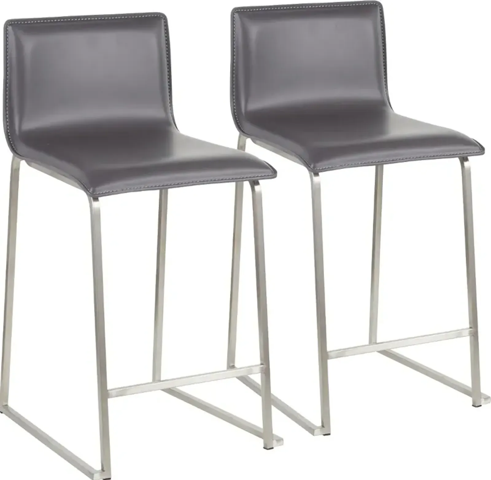 Gray and Silver Upholstered Counter Height Stool (Set of 2) - Mara