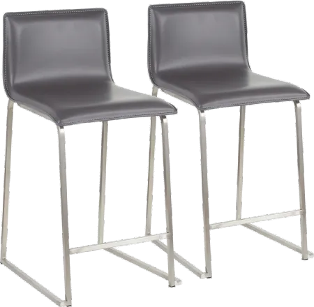 Gray and Silver Upholstered Counter Height Stool (Set of 2) - Mara
