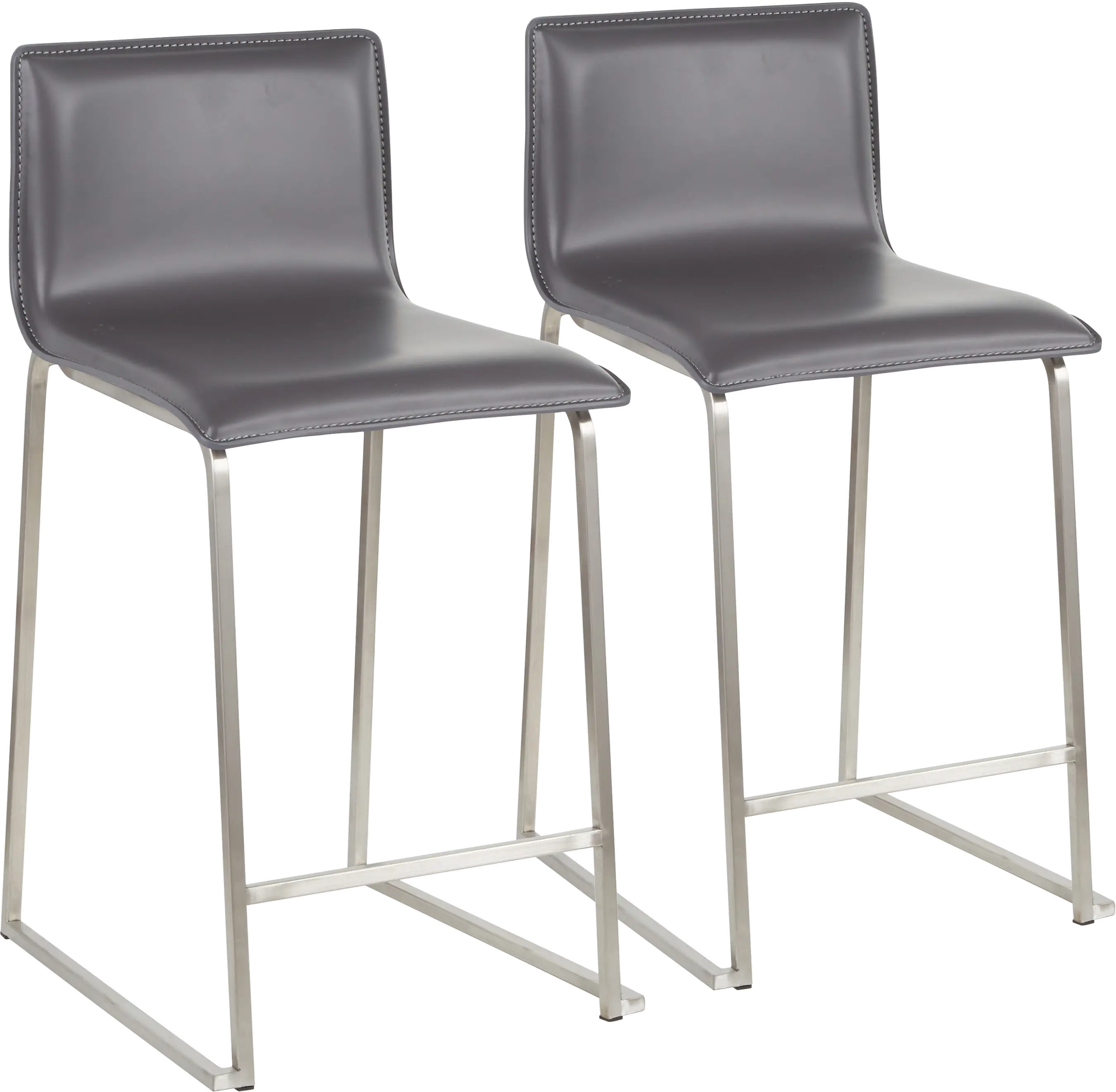 Gray and Silver Upholstered Counter Height Stool (Set of 2) - Mara