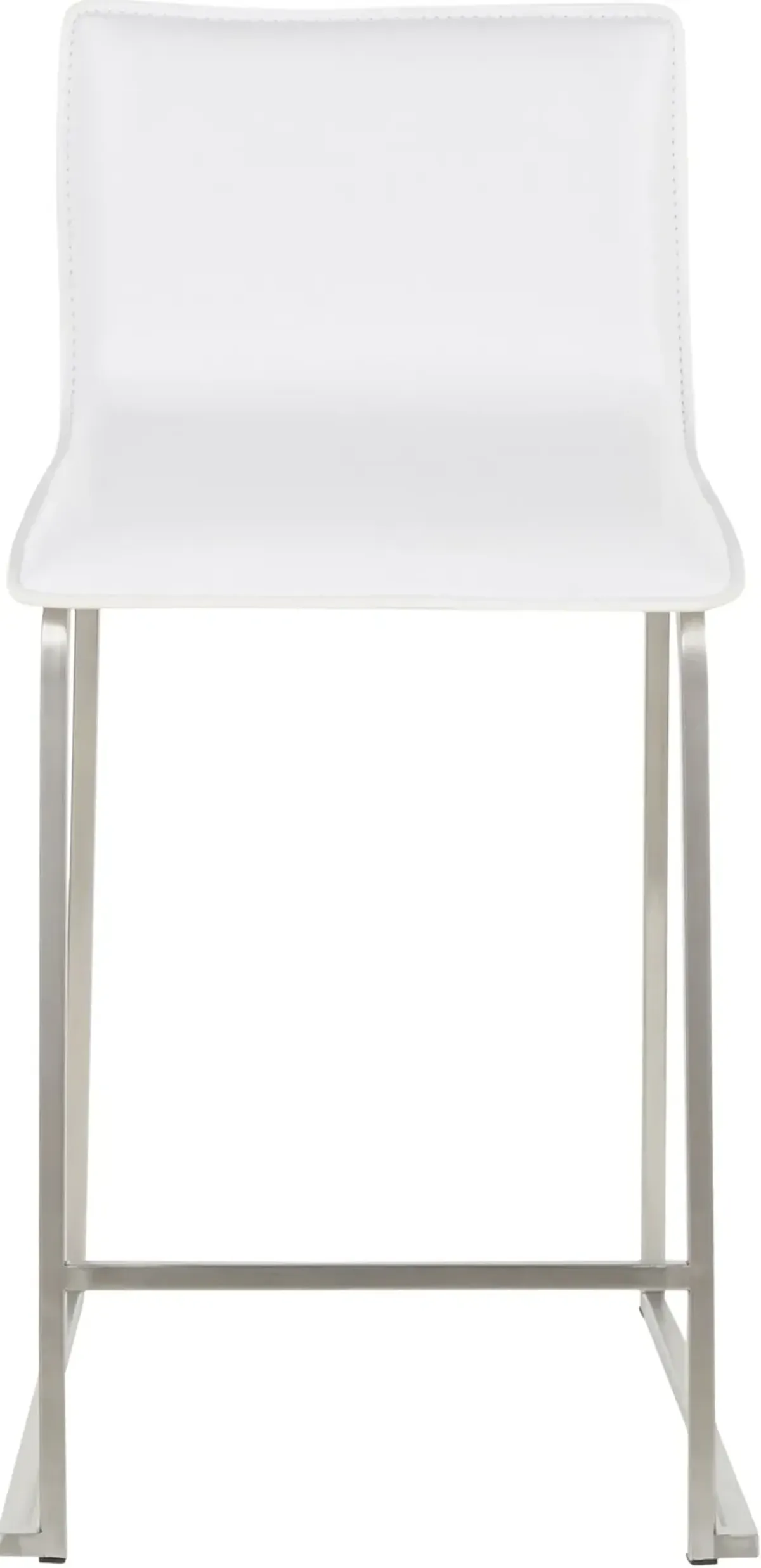 White and Silver Upholstered Counter Height Stool (Set of 2) - Mara