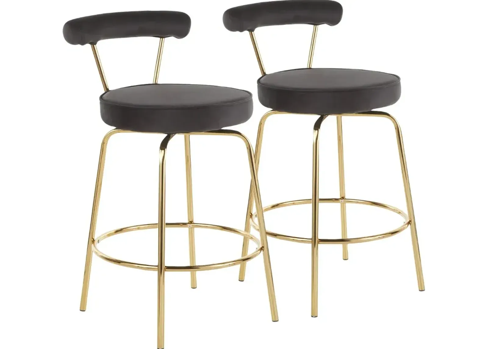 Contemporary Black and Gold Swivel Counter Height Stool (Set of 2)...