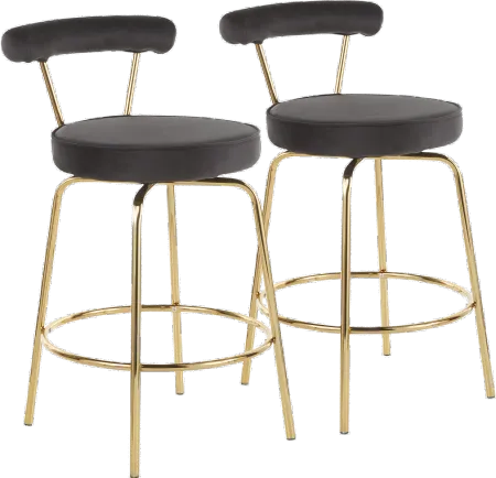 Contemporary Black and Gold Swivel Counter Height Stool (Set of 2)...