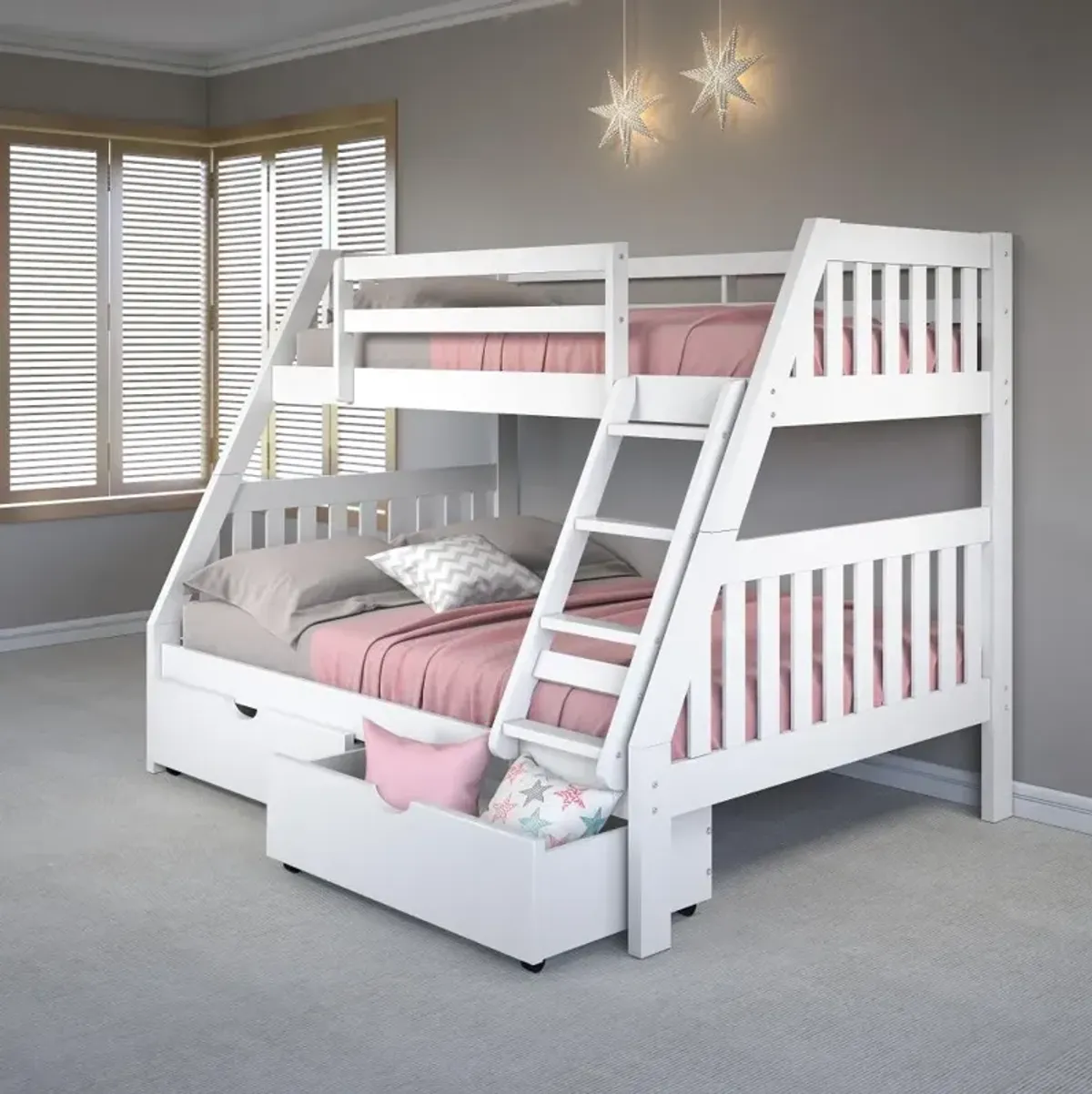 Classic White Twin over Full Bunk Bed - Mission