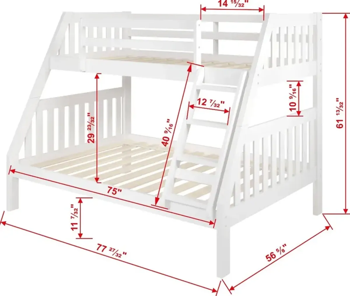 Classic White Twin over Full Bunk Bed - Mission