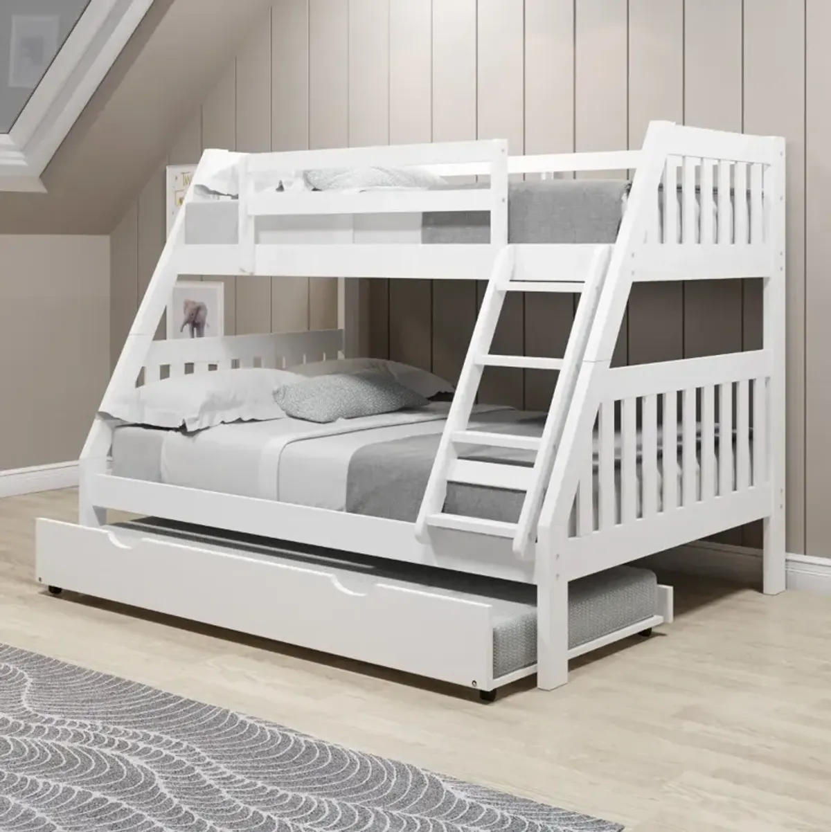 Classic White Twin over Full Bunk Bed - Mission