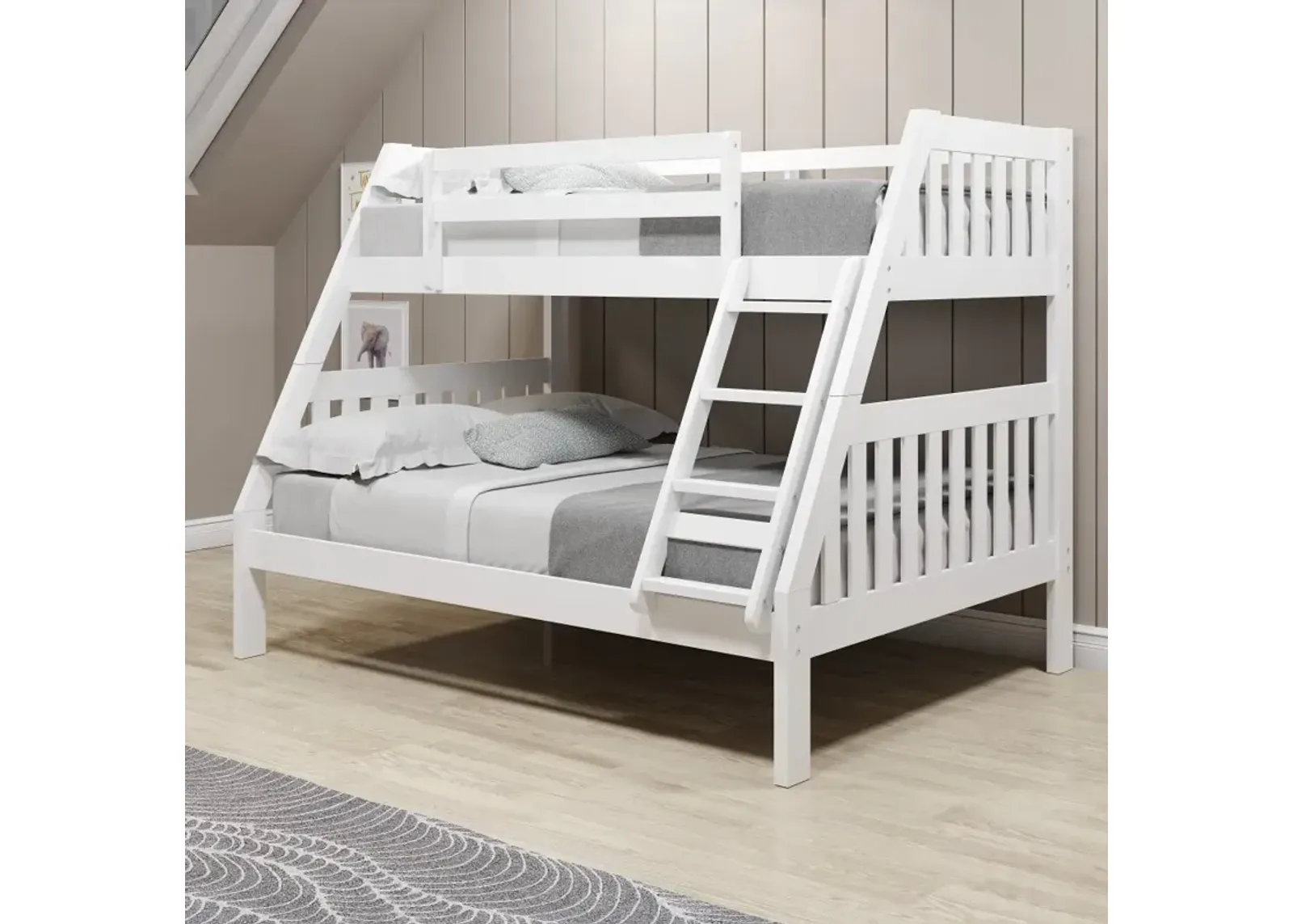 Classic White Twin over Full Bunk Bed - Mission