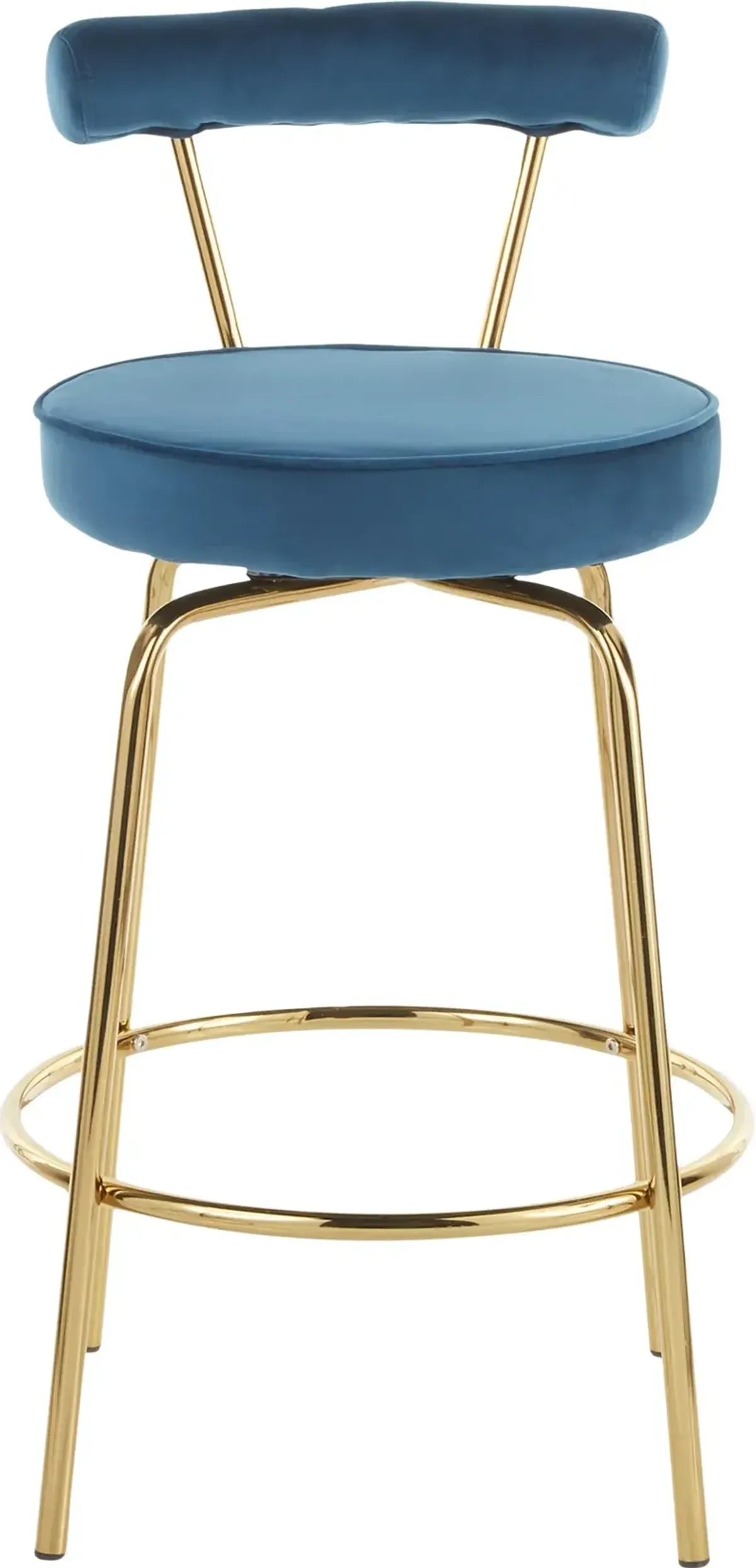 Contemporary Blue and Gold Swivel Counter Height Stool (Set of 2)...