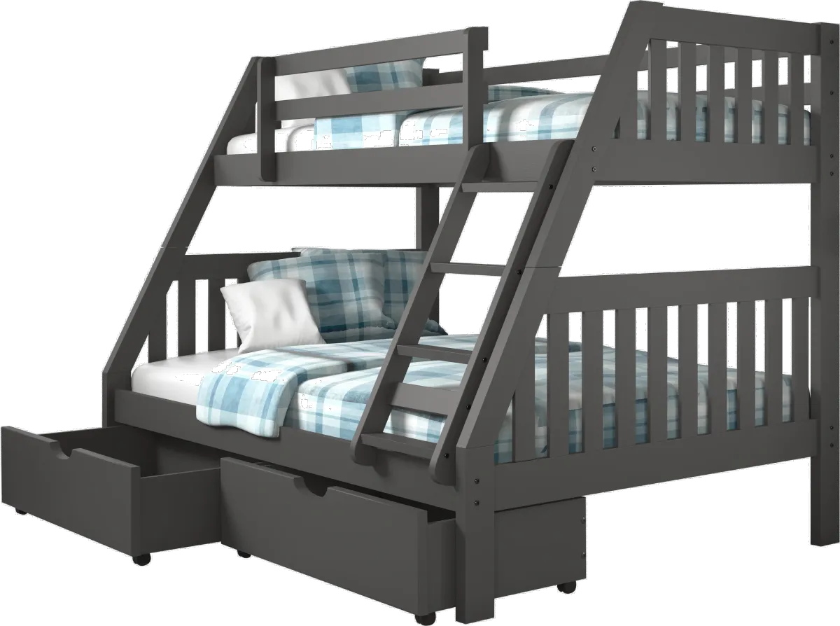 White Twin over Full Bunk Bed with Storage Drawers - Mission