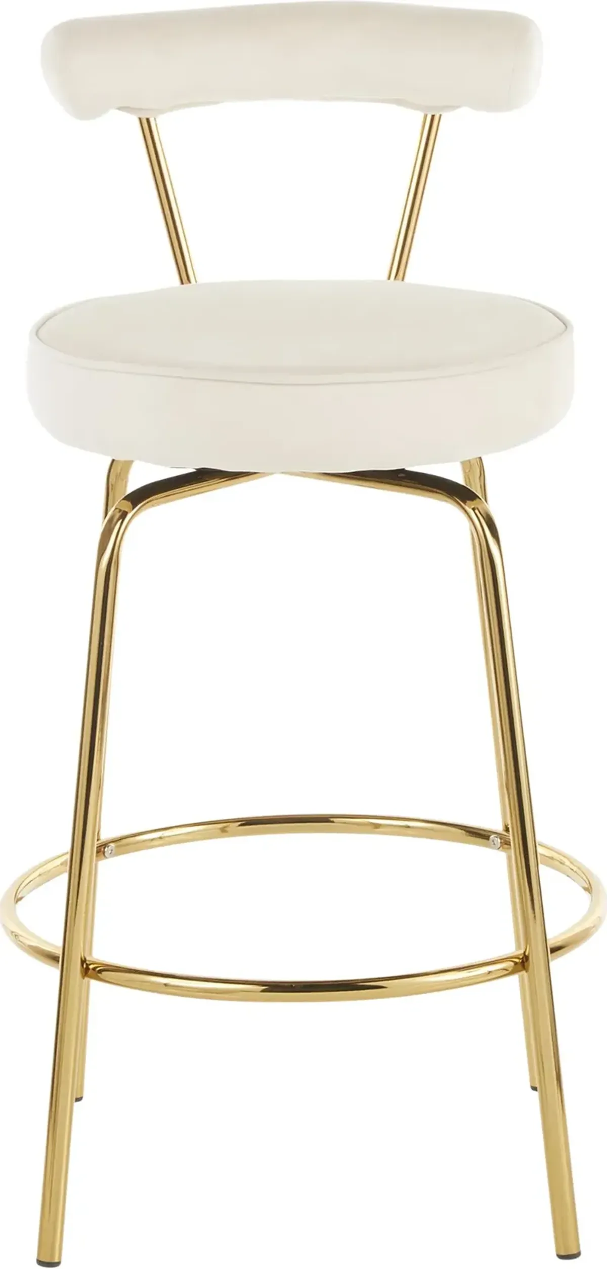 Contemporary Cream and Gold Swivel Counter Height Stool (Set of 2) - Rhonda
