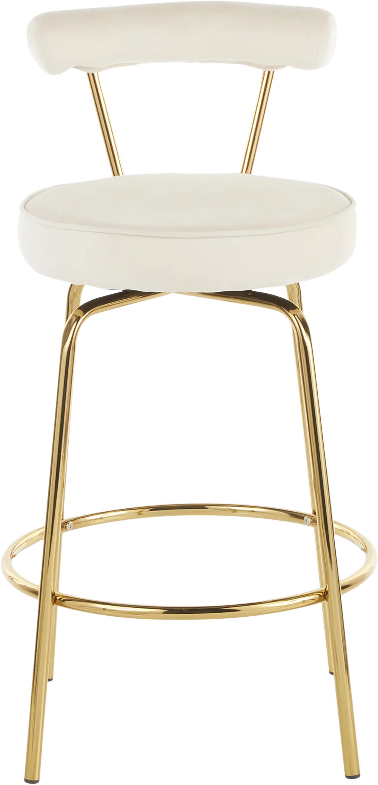 Contemporary Cream and Gold Swivel Counter Height Stool (Set of 2)...