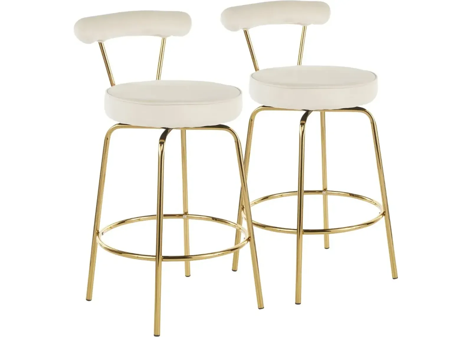 Contemporary Cream and Gold Swivel Counter Height Stool (Set of 2)...