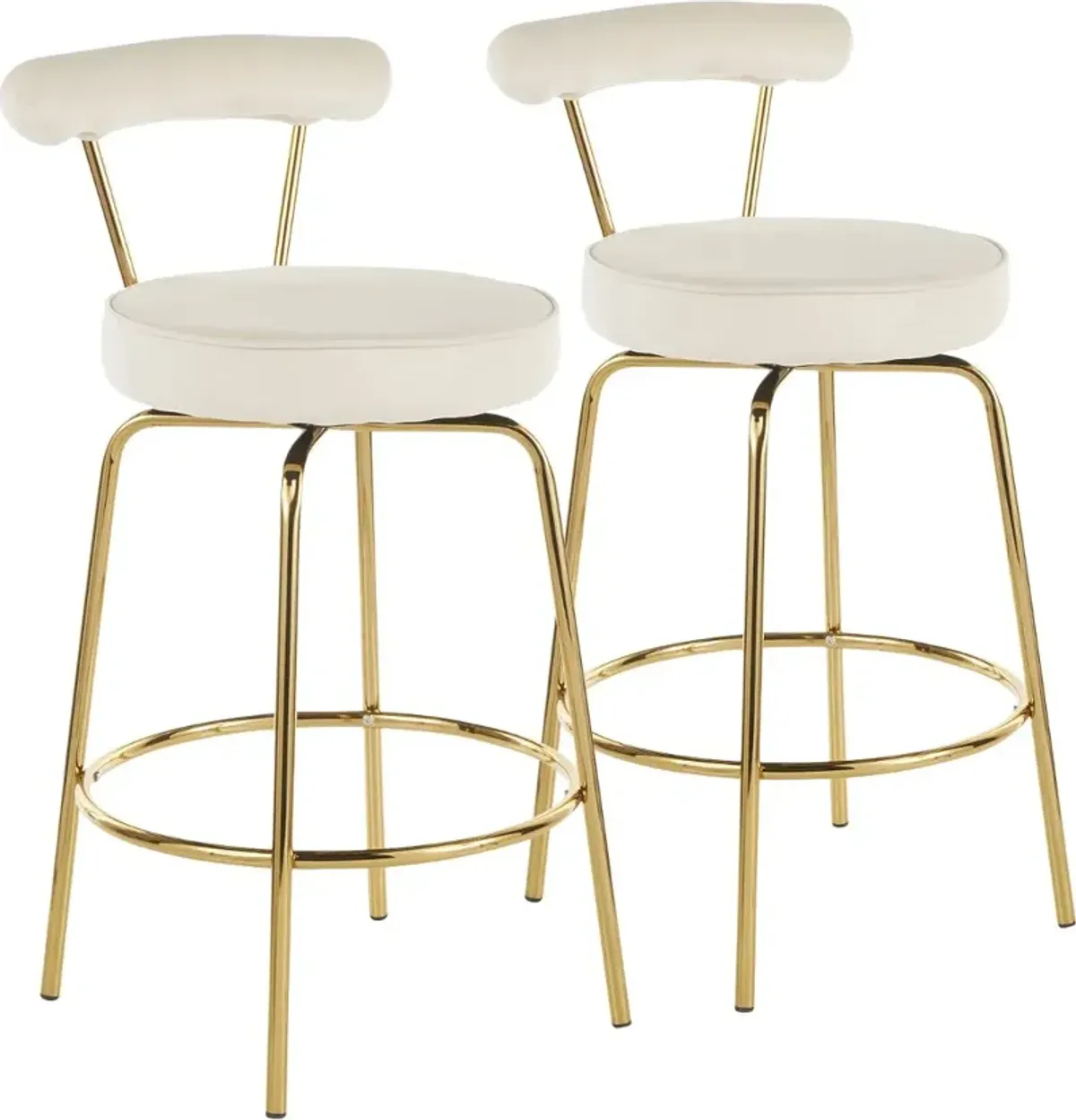Contemporary Cream and Gold Swivel Counter Height Stool (Set of 2) - Rhonda