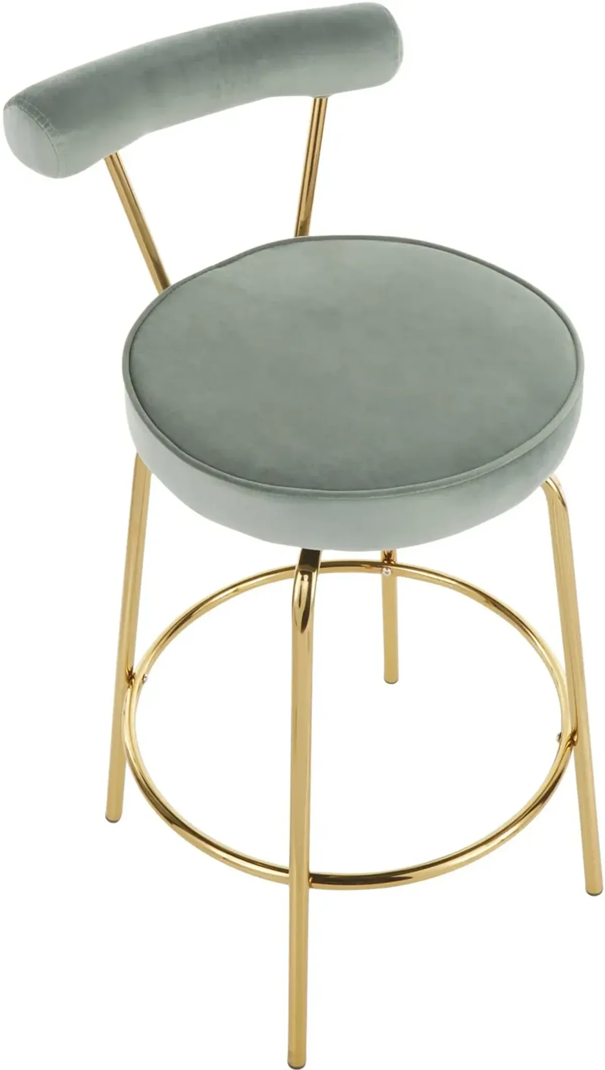 Contemporary Sage Green and Gold Swivel Counter Height Stool (Set...