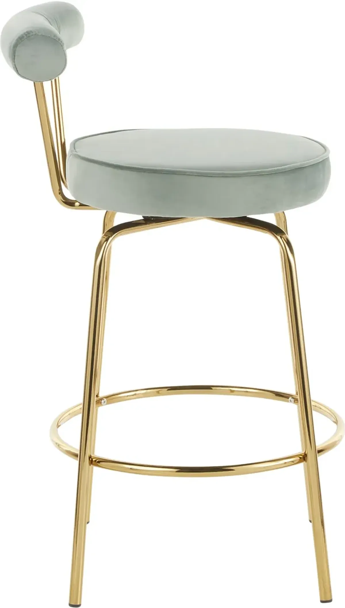 Contemporary Sage Green and Gold Swivel Counter Height Stool (Set...