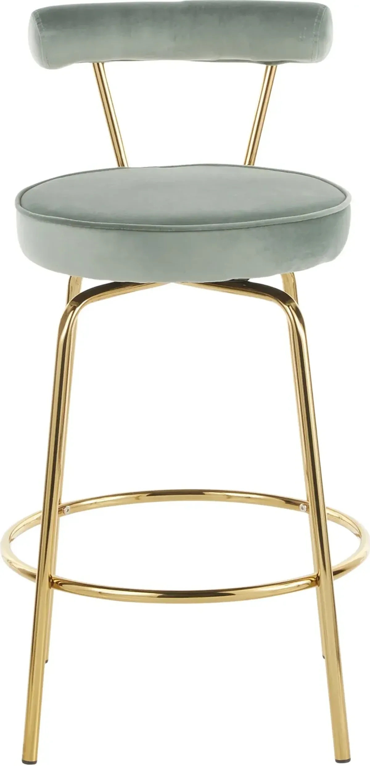 Contemporary Sage Green and Gold Swivel Counter Height Stool (Set...