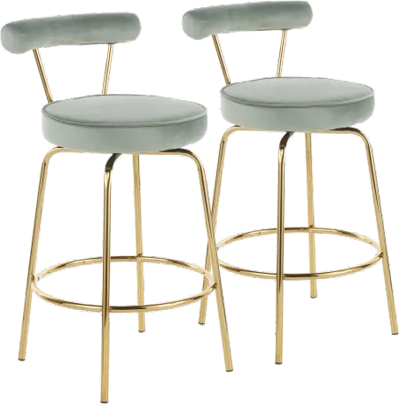 Contemporary Sage Green and Gold Swivel Counter Height Stool (Set...