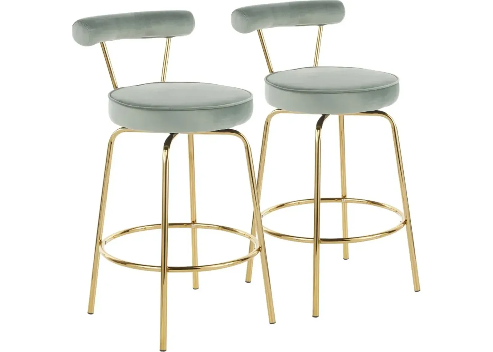 Contemporary Sage Green and Gold Swivel Counter Height Stool (Set...