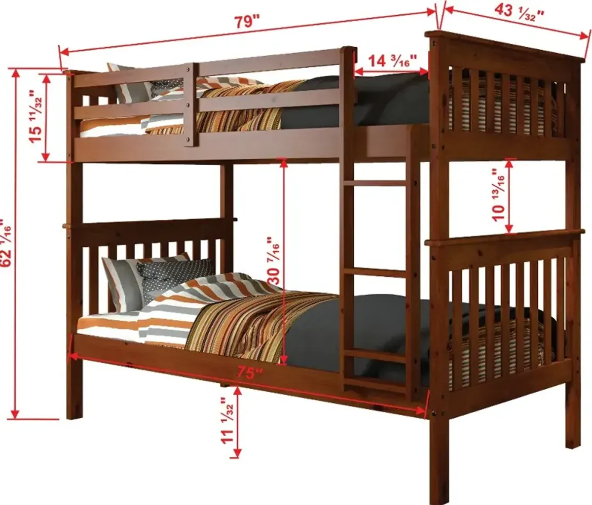 Craftsman Espresso Brown Twin-over-Twin Bunk Bed