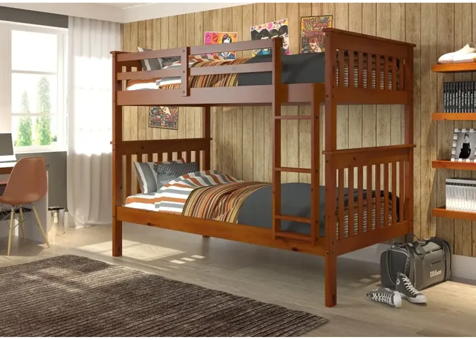 Craftsman Espresso Brown Twin-over-Twin Bunk Bed