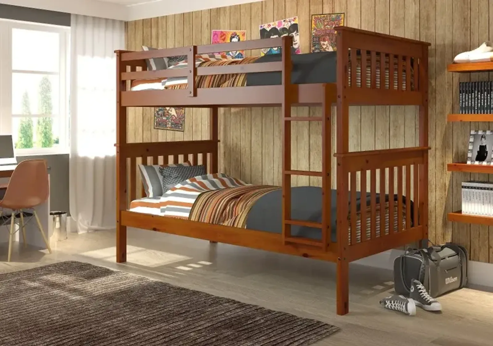 Craftsman Espresso Brown Twin-over-Twin Bunk Bed