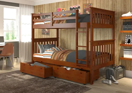 Craftsman Espresso Brown Twin-over-Twin Bunk Bed with Storage