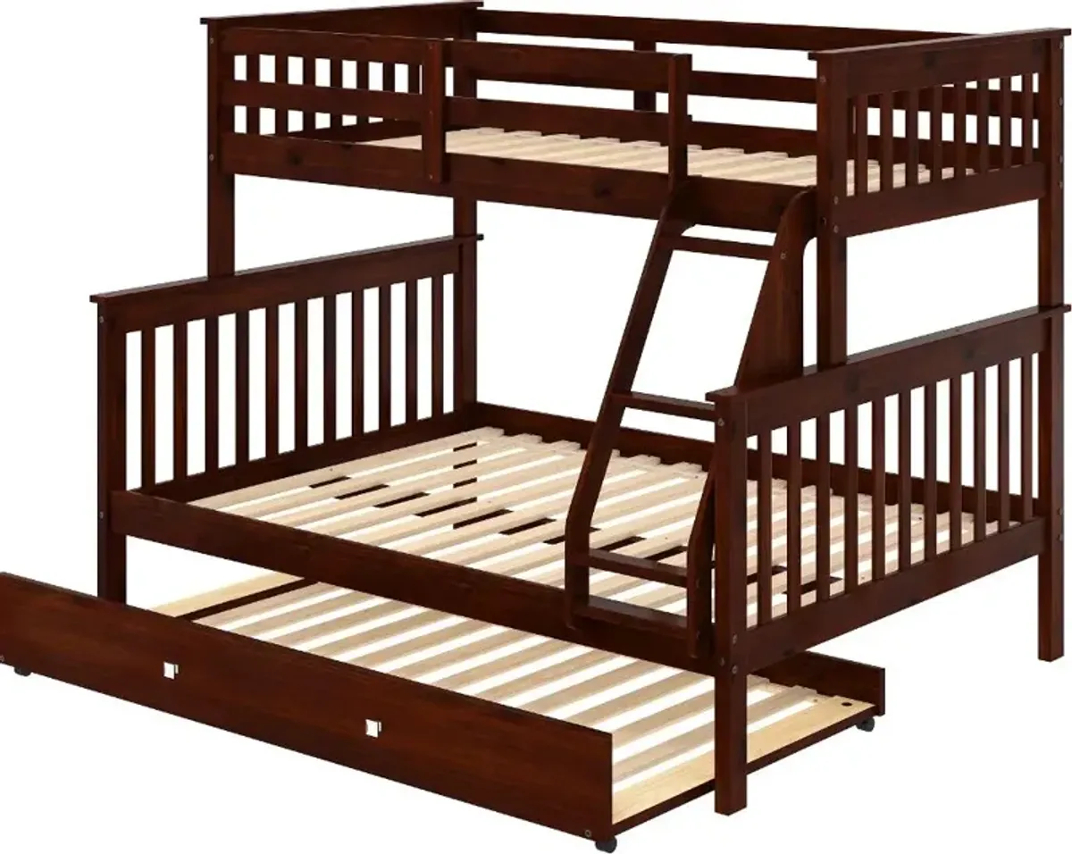 Dark Cappuccino Brown Twin-over-Full Bunk Bed - Craftsman