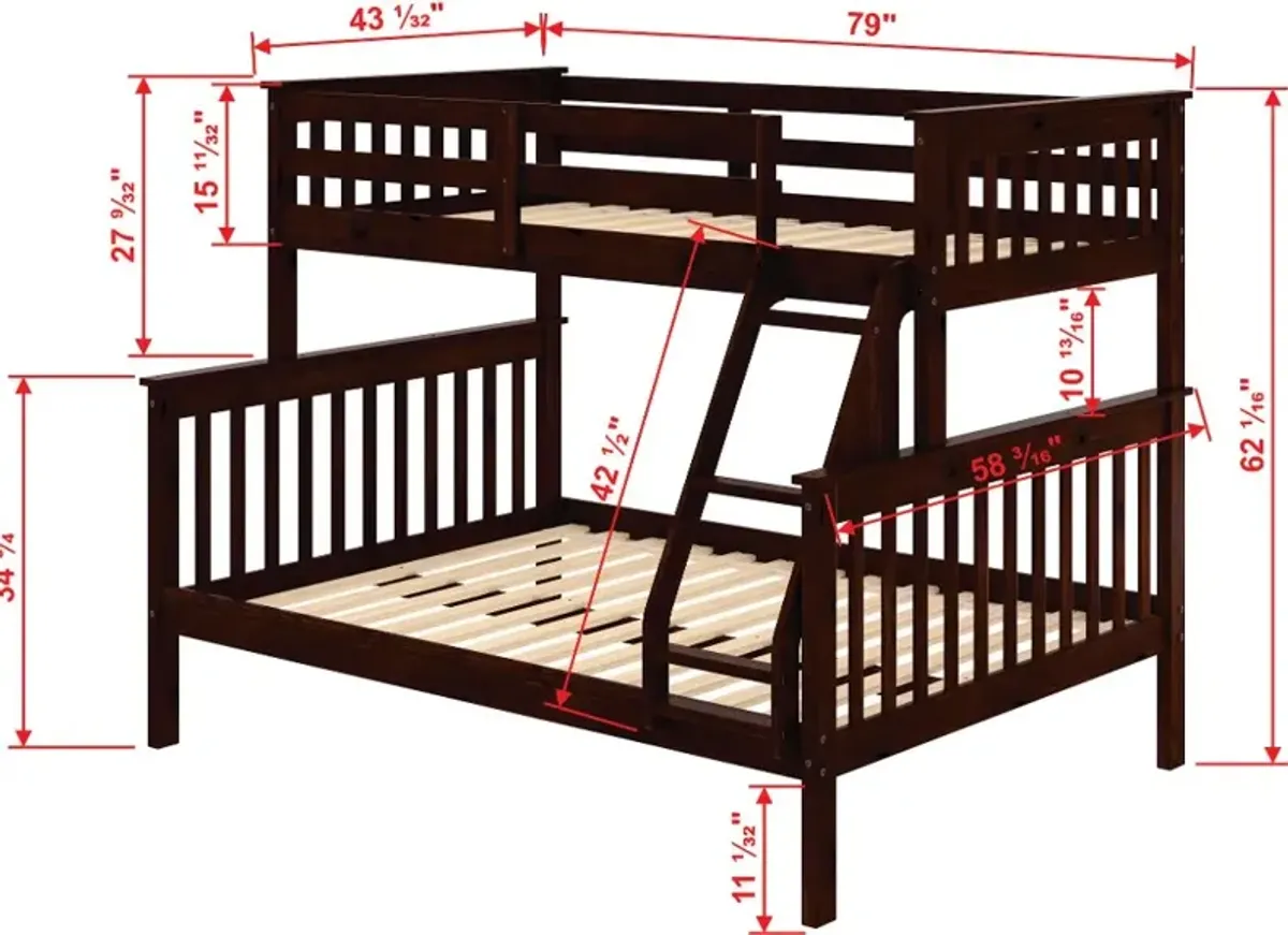 Dark Cappuccino Brown Twin-over-Full Bunk Bed - Craftsman