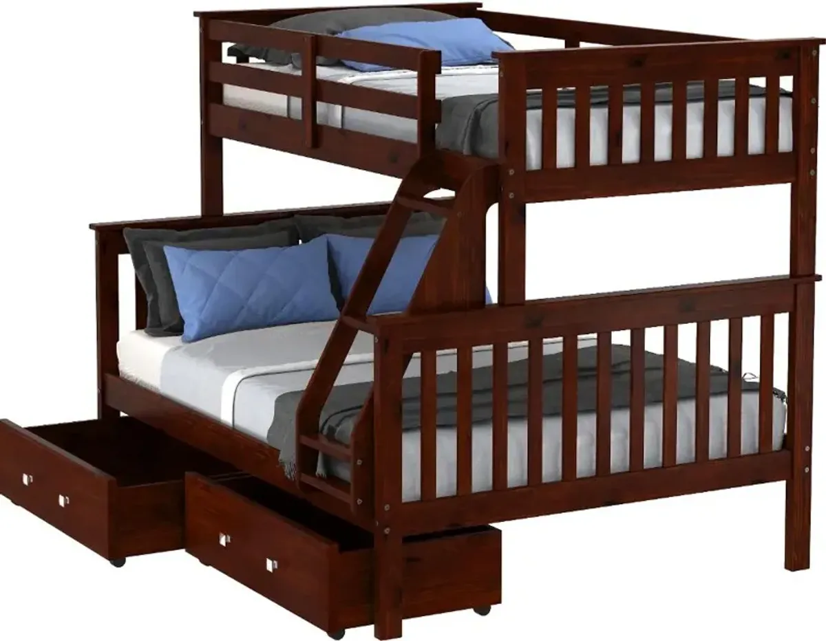 Dark Cappuccino Brown Twin-over-Full Bunk Bed - Craftsman