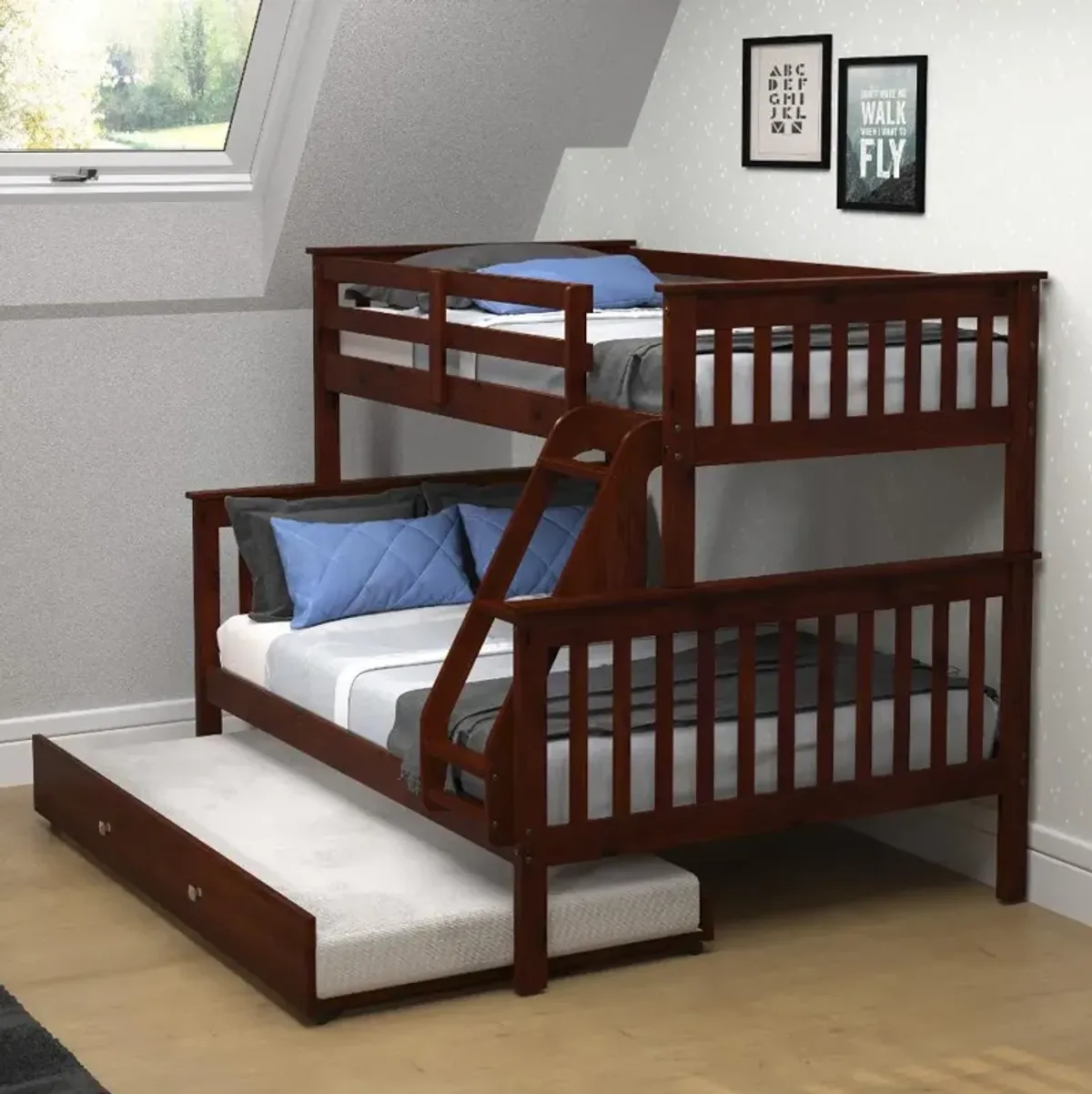 Dark Cappuccino Brown Twin-over-Full Bunk Bed - Craftsman