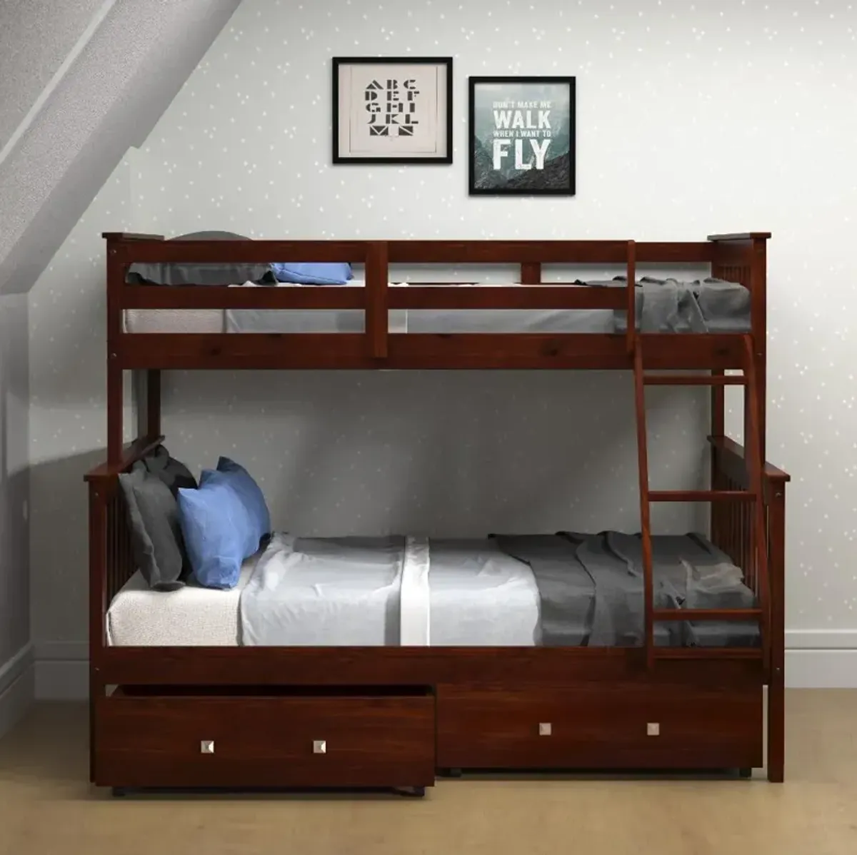 Dark Cappuccino Brown Twin-over-Full Bunk Bed - Craftsman