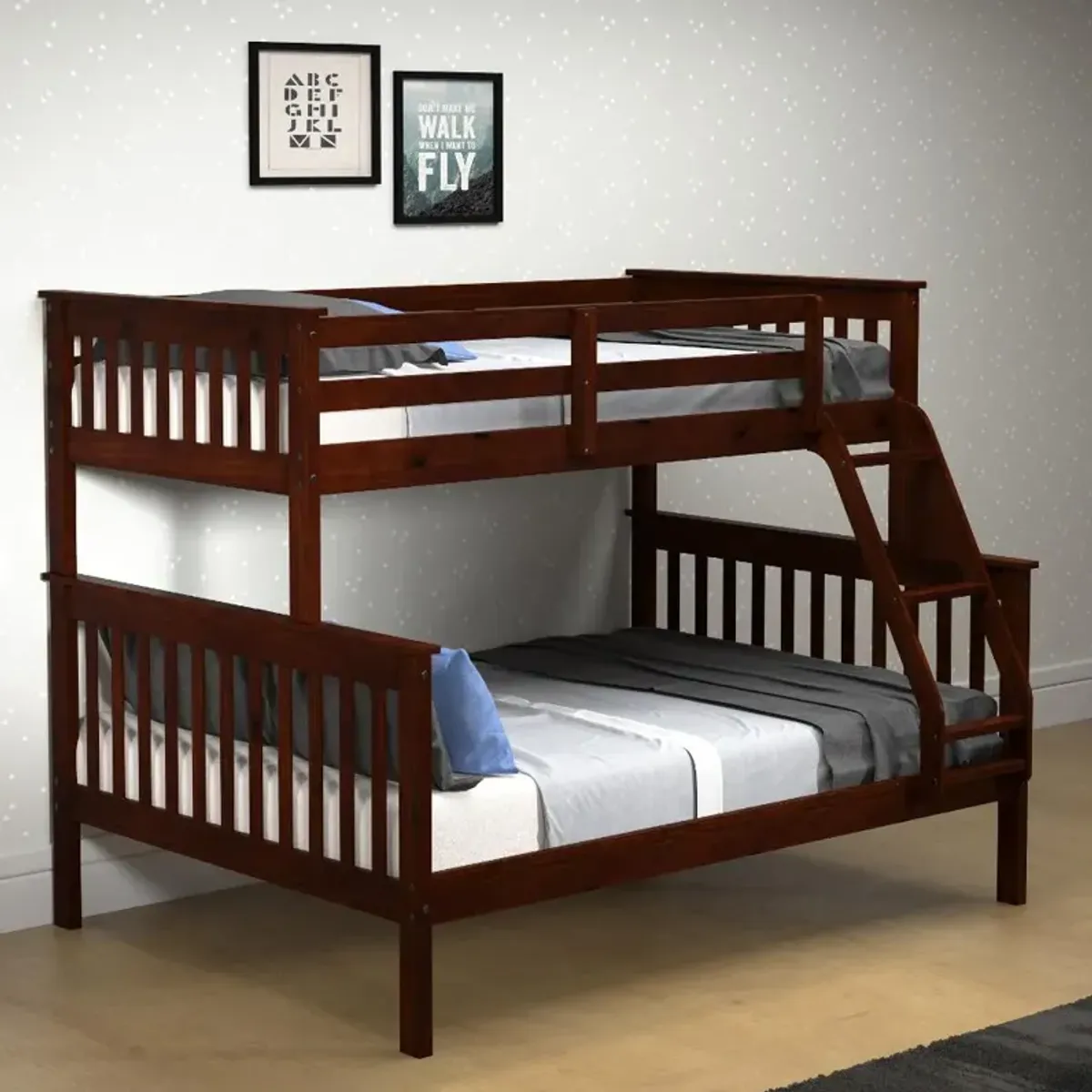 Dark Cappuccino Brown Twin-over-Full Bunk Bed - Craftsman